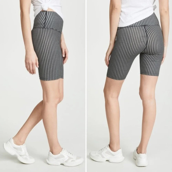 LNA Cher Biker Shorts in Green Checker Print NWT - Picture 2 of 10